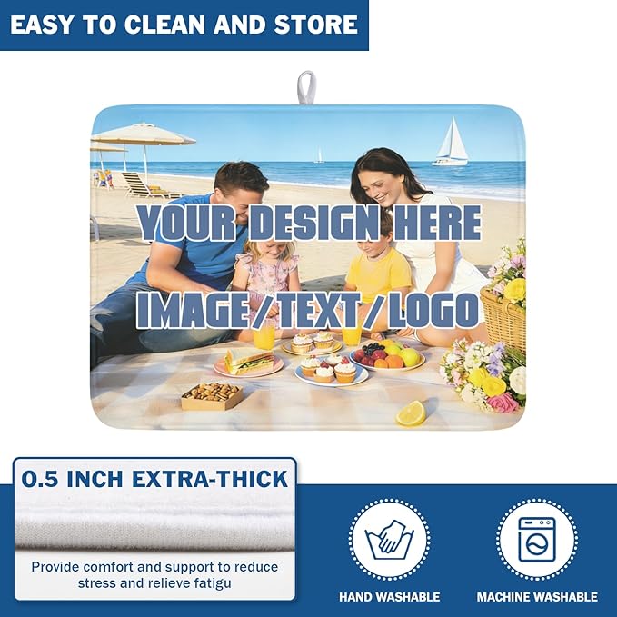 Custom Dish Drying Mat for Kitchen Counter Design Your Photo Text Business Logo - Image 5