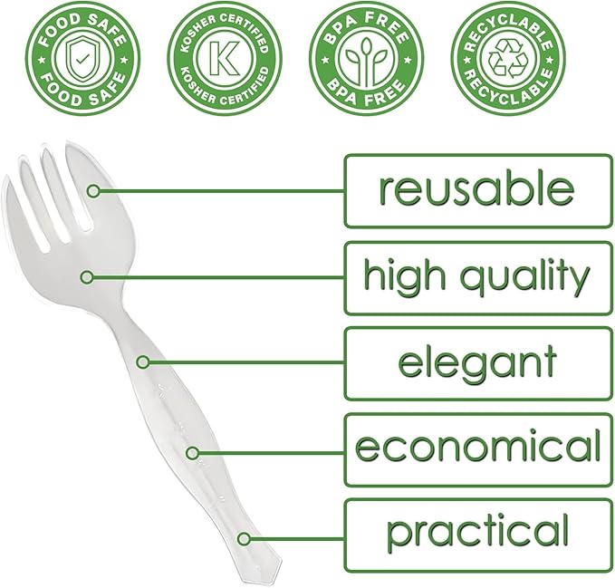 PARTY BARGAINS Disposable Clear Plastic Serving Forks 8.75 Inch – Heavy Duty - Image 4