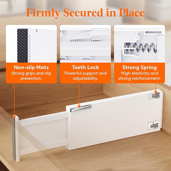 Lifewit 8 Pack 5" High Drawer Dividers 34-56cm/13.5-22" Adjustable Drawer - Image 4