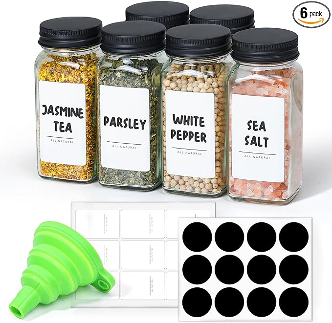 ComSaf 6Pcs 4oz Glass Spice Jars by ComSaf