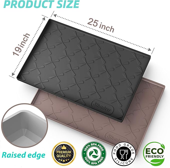 SIKADEER 25" x 19" Under Sink Mat Waterproof, Silicone Mat Kitchen Drawer Shelf - Image 3