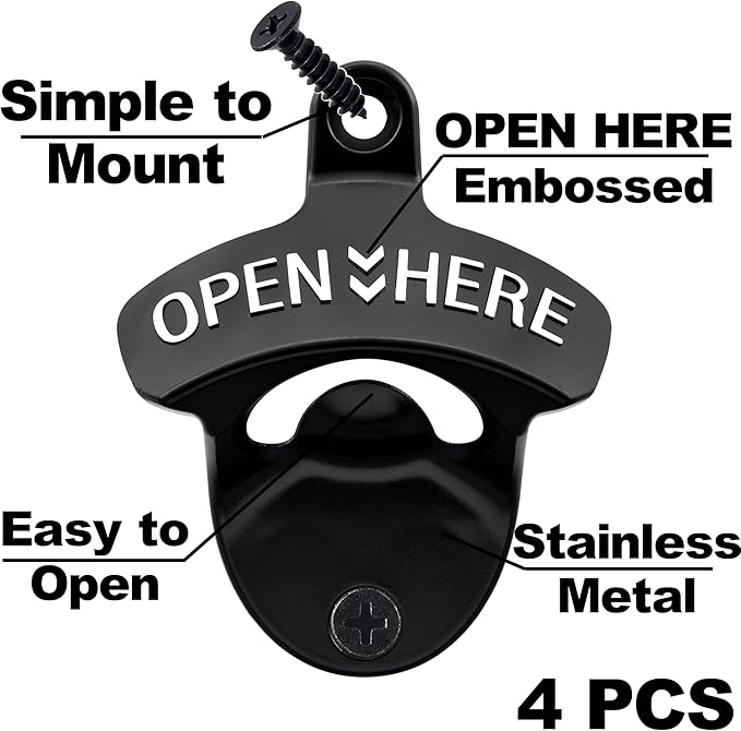 Wall Mounted Bottle Opener Stainless, Rustproof Post Mounted Beer Bottle Cap - Image 2
