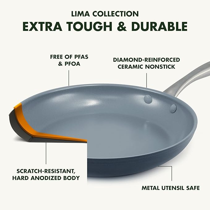 GreenPan Lima Hard Anodized 8" Frying Pan Skillet Nonstick, Ceramic Nonstick - Image 3