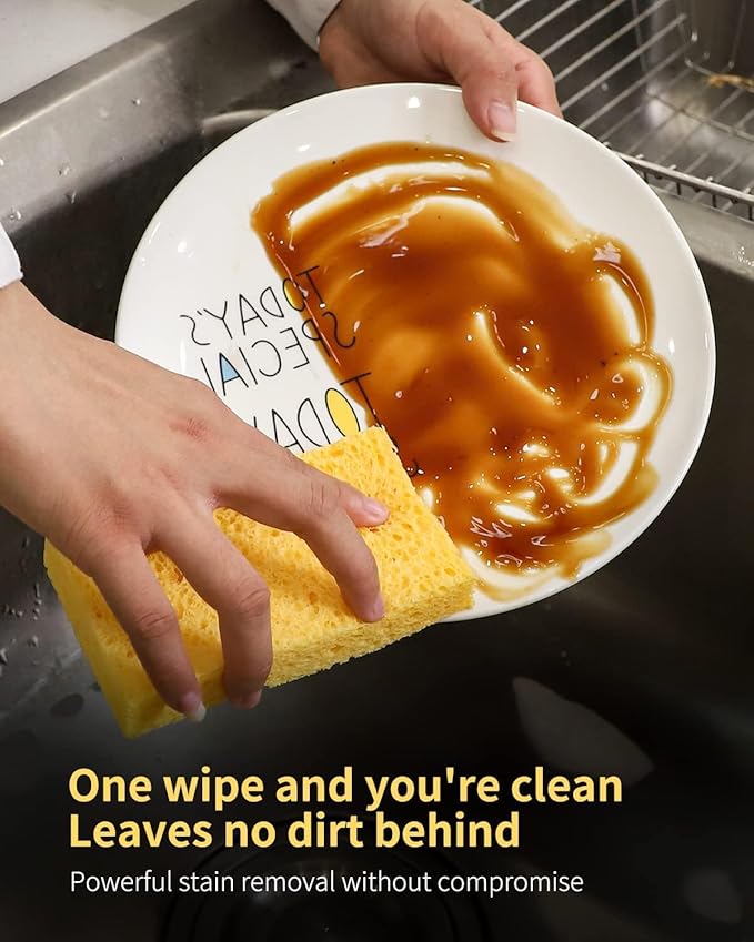Cellulose Sponges, Heavy Duty Scrub Kitchen Sponge, Clean Tough Messes Without - Image 3