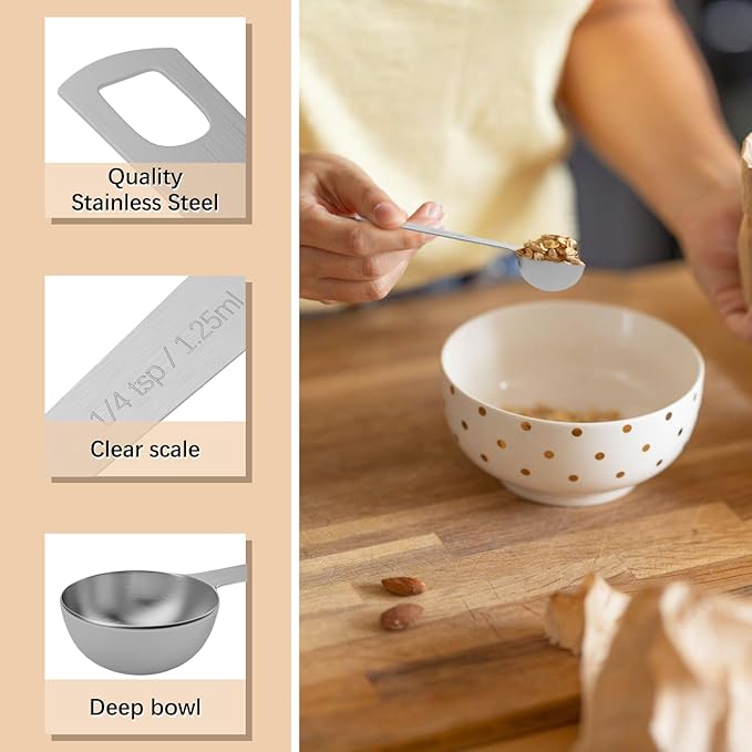 2PCS 1/4tsp Single Measuring Spoon, Stainless Steel Individual Teaspoons Only - Image 3