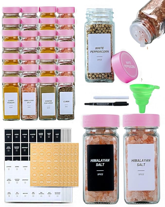 48 Glass storage jars，Glass Spice Jars by JARXSUN