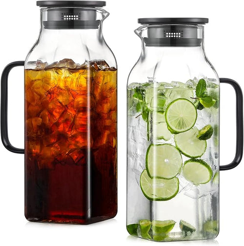 2 Pack 2 Liters/68 oz Square Glass Pitcher by NETANY