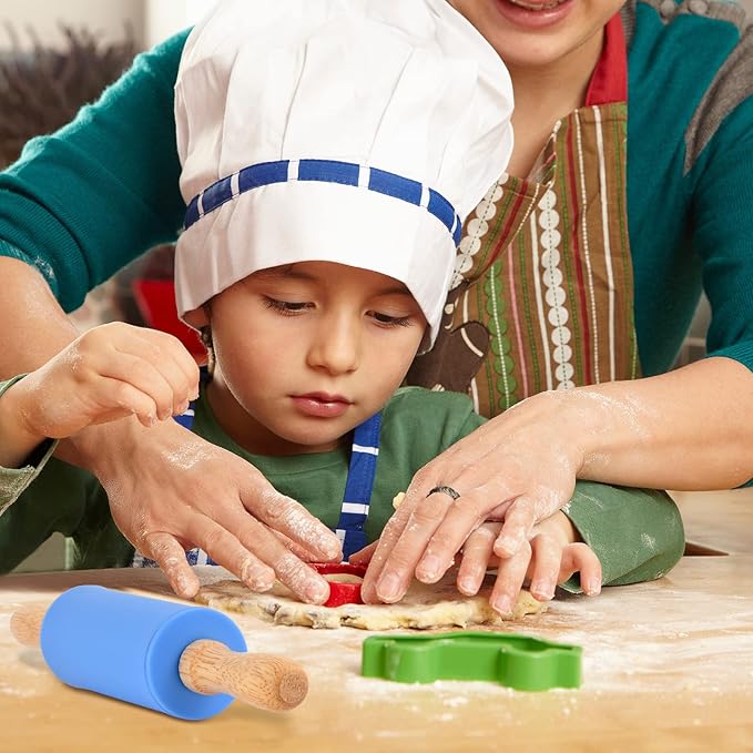 Mini Silicone Rolling Pin for Kids, Non-stick Surface Wood Handle, 9 Inch 20 - Image 4