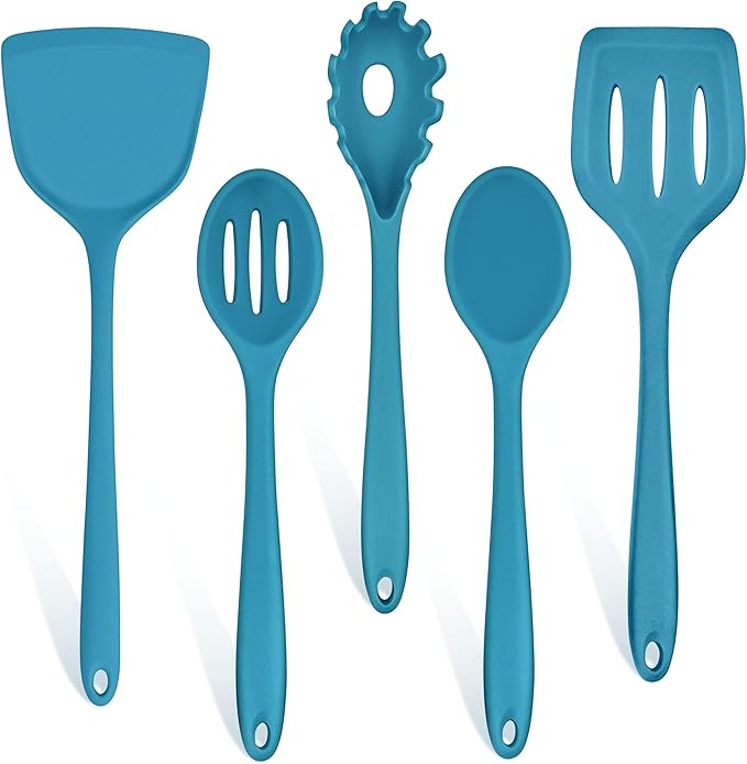 TeamFar Silicone Cooking Utensils Set, 5-Piece Heat Resistant Kitchen Utensils by TeamFar