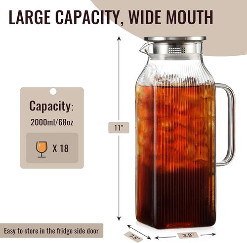 2 Liter/68 oz Square Glass Pitcher - Image 2