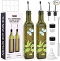 COOLMI Oil and Vinegar Dispenser Set - 17oz/500ML Premium Glass Olive Oil by COOLMI