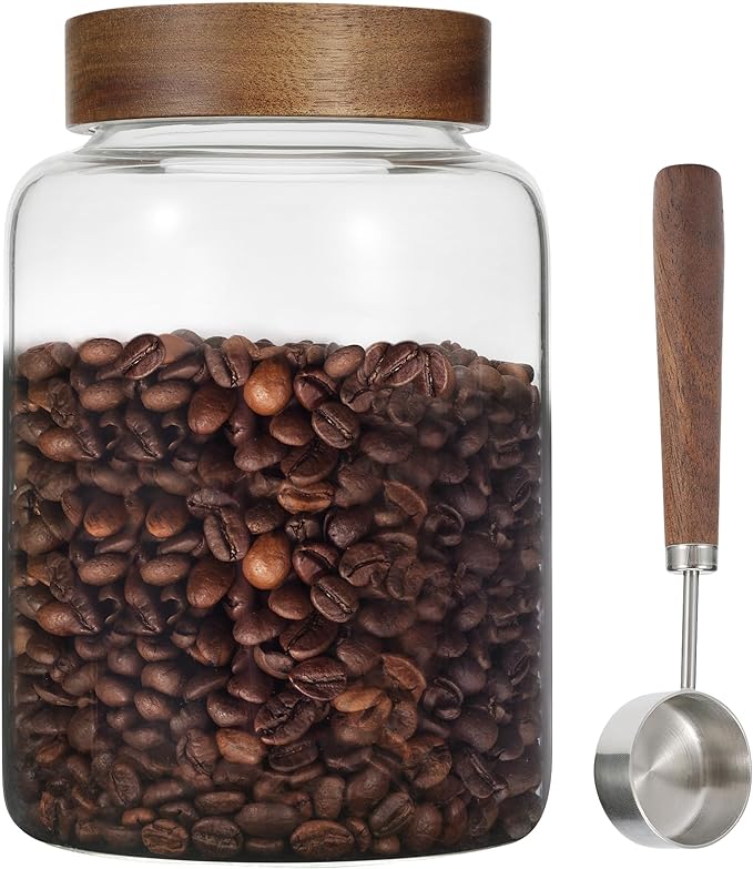 Large Glass Coffee Jars with Spoons 60 oz /1800ml, Round Storage Canister with by Patoper