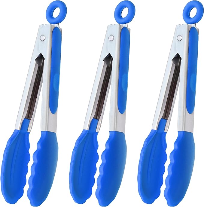 HINMAY Small Tongs with Silicone Tips 7-Inch Serving Tongs by HINMAY