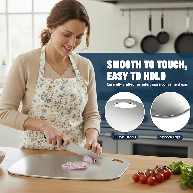 Non-Toxic Cutting Board Set of 2, 304 Stainless Steel Cutting Board Double Sided - Image 7