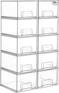 Vtopmart 10 Pack Small Clear Stackable Storage Drawers, Acrylic Bathroom Makeup by Vtopmart