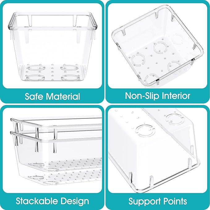 StorMiracle 23 PCS Clear Plastic Drawer Organizers Set, 4 Size Desk Drawer - Image 3