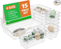 SpaceHacks 15 PCS Clear Plastic Drawer Organizer Set, 4-Size Acrylic Drawer by SpaceHacks