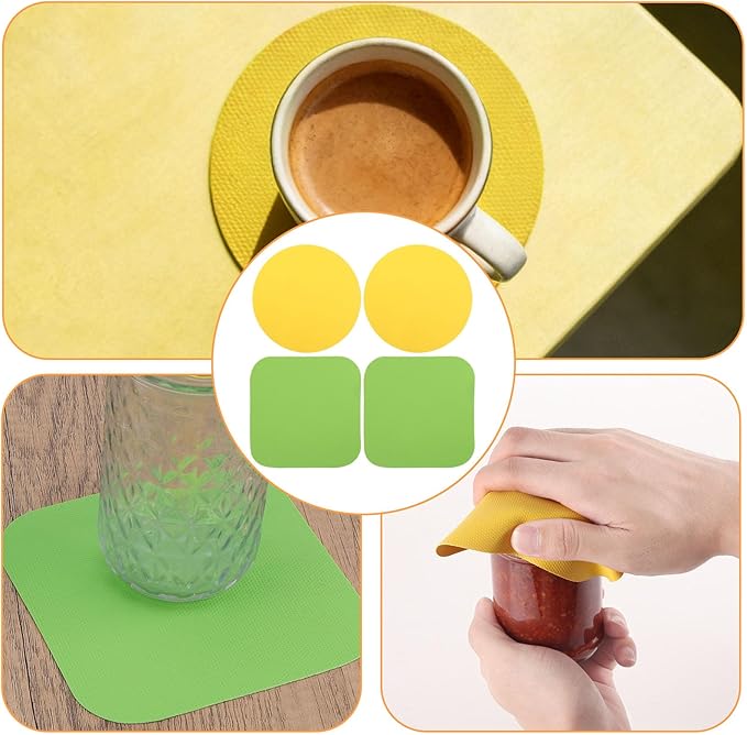 4pcs Rubber Jar Opener, 2 Round & 2 Square Rubber Bottle Opener Pads Non-Slip - Image 7