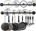 Industrail Pipe Pot Pan Rack, Wall mount Pot hangers Pan Haniging Rail Lid by Bailoo