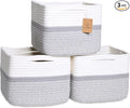 NaturalCozy Storage Cubes 9”x9”x7”Cotton Rope Woven Baskets by NaturalCozy