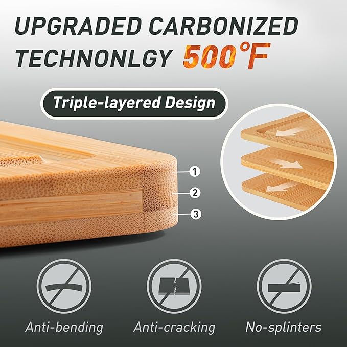 Extra Large Bamboo Board Charcuterie Non Slip Feet Over Sink Wooden Cutting - Image 3