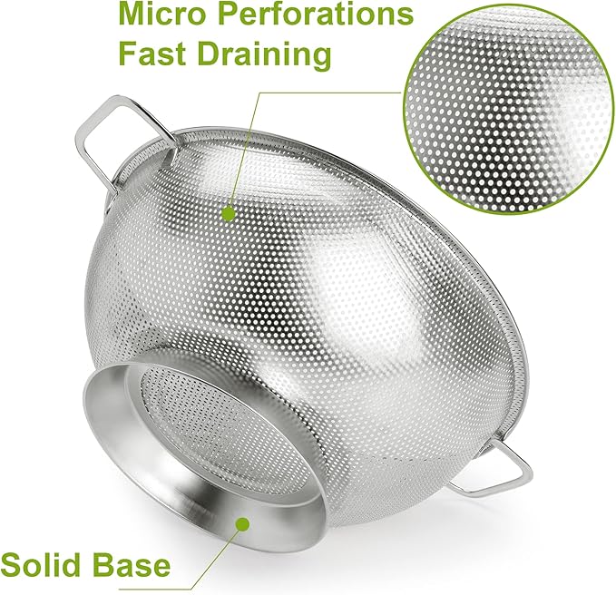 Gulex Colander Stainless Steel 3-Quart, Strainer - Image 3