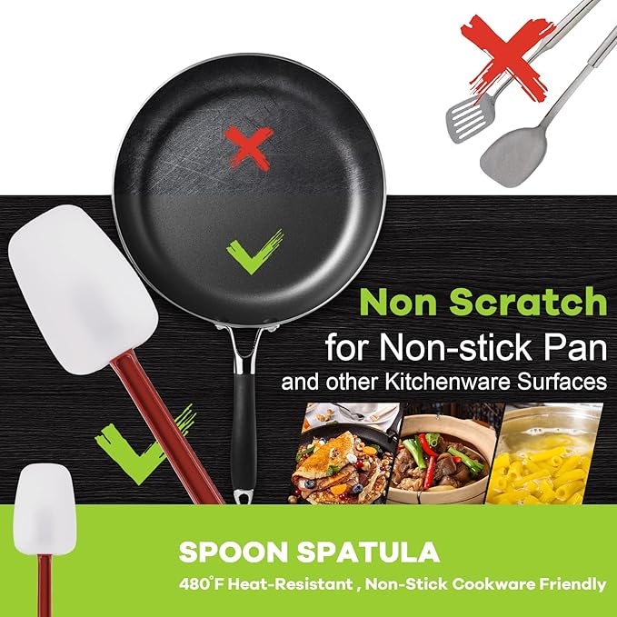 Commercial Spoonula Rubber Spatula Set, High Heat Spatula Spoon 9.5 Inches - Image 4