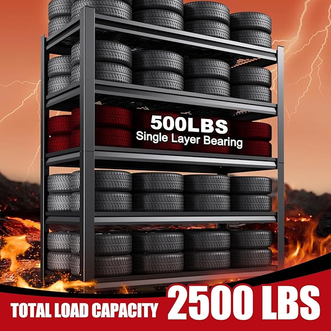 Set of 2 Garage Shelving-3000 lbs 5 Tier Storage Shelves, Adjustable Heavy Duty - Image 5