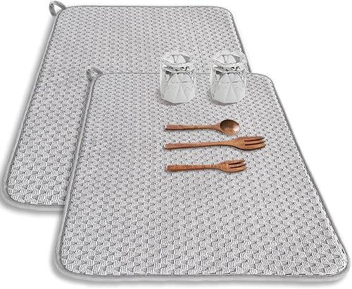 2 Pack Microfiber Dish Drying Mat, 24*17 inch Absorbent Dish Drainer Kitchen by Meirrnyyu