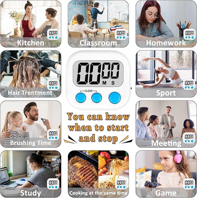 ZILLEEN 12 Pack Kitchen Timers for Cooking Digital Classroom Timers for Kids - Image 5