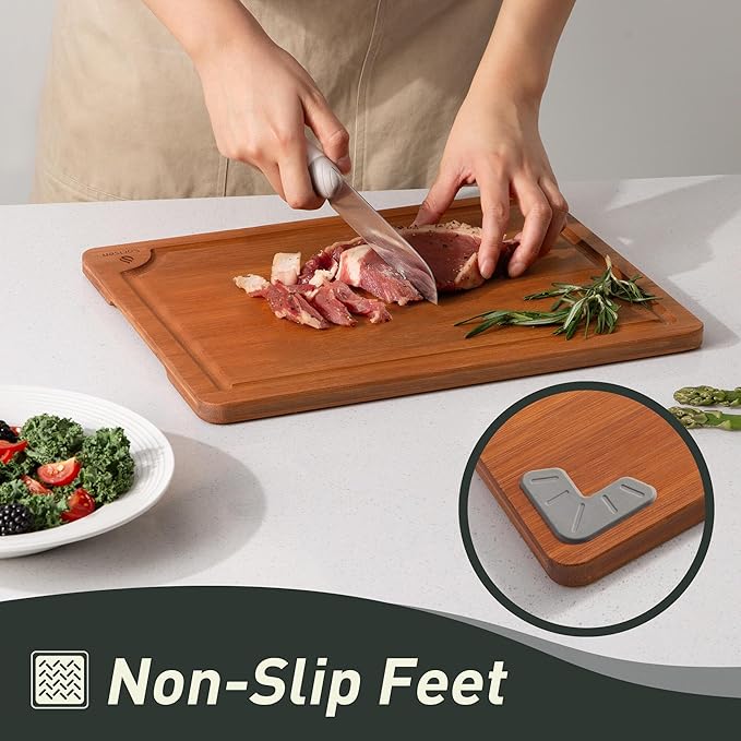 Bamboo Cutting Board Set Non Slip Feet Over Sink Day Gifts Best Mama Mommy - Image 5
