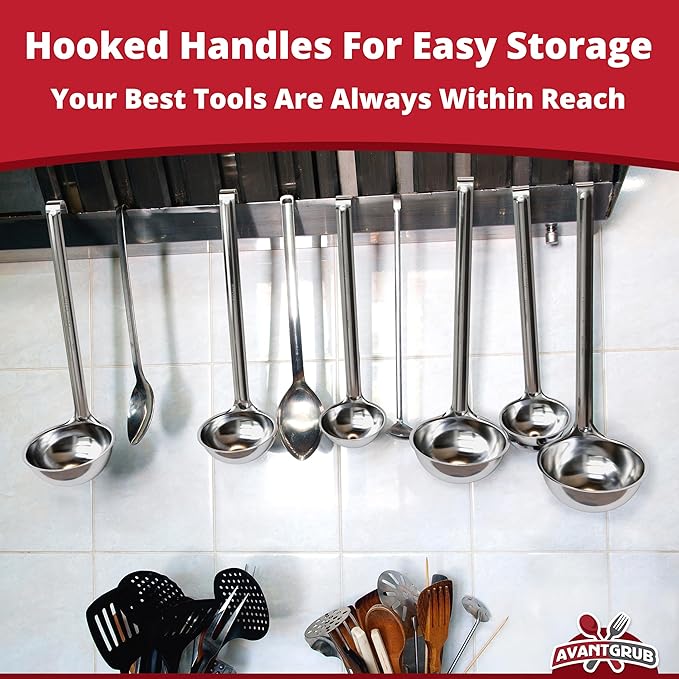 Super Sturdy, Ergonomic 2 Oz. Soup Ladle 3 Pk. Stainless Steel Ladles - Image 7