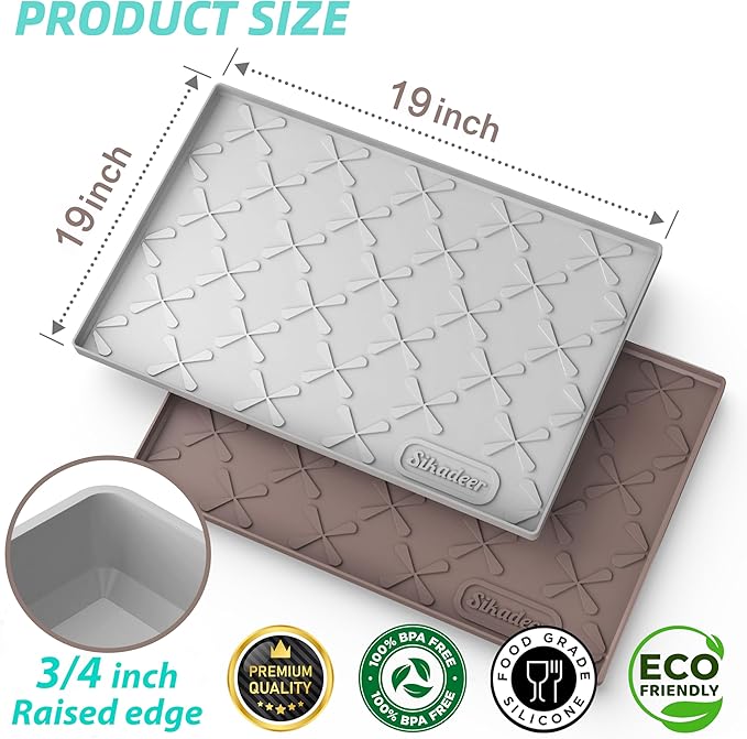 SIKADEER 19" x 19" Under Sink Mat Waterproof, Silicone Mat Kitchen Drawer Shelf - Image 3
