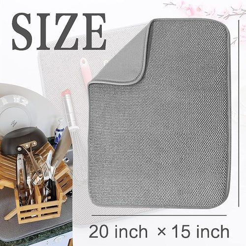 2 Pack Microfiber Dish Drying Mat, Absorbent Dish Drainer Kitchen Counter - Image 2