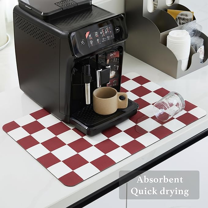 Ohocut Red Checkered Dish Drying Mat - Image 4
