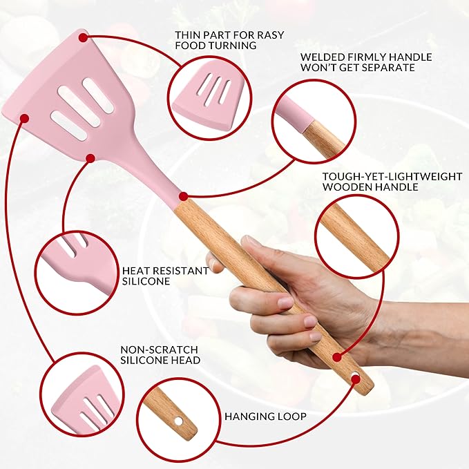 E-far Kitchen Utensils Set of 12, Silicone Cooking Utensils - Image 3