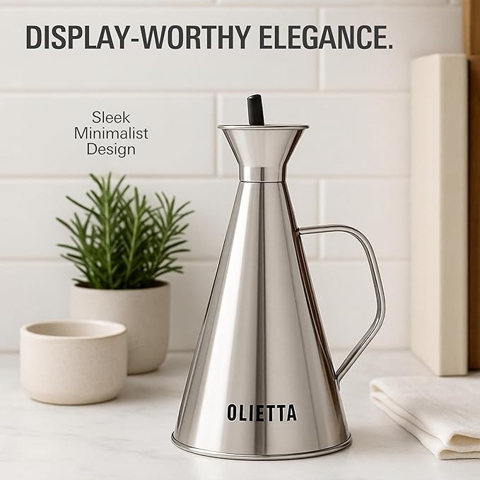 Olietta Olive Oil Dispenser Bottle Stainless Steel Non Drip Leak Proof No Mess - Image 5