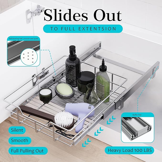 Pull Out Cabinet Organizer 20" W X 22" D, Slide Out Drawers - Image 3