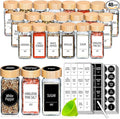 Churboro 48 Spice Jars with Labels- Spice Jars with Bamboo Lids - 4 Oz Glass by Churboro