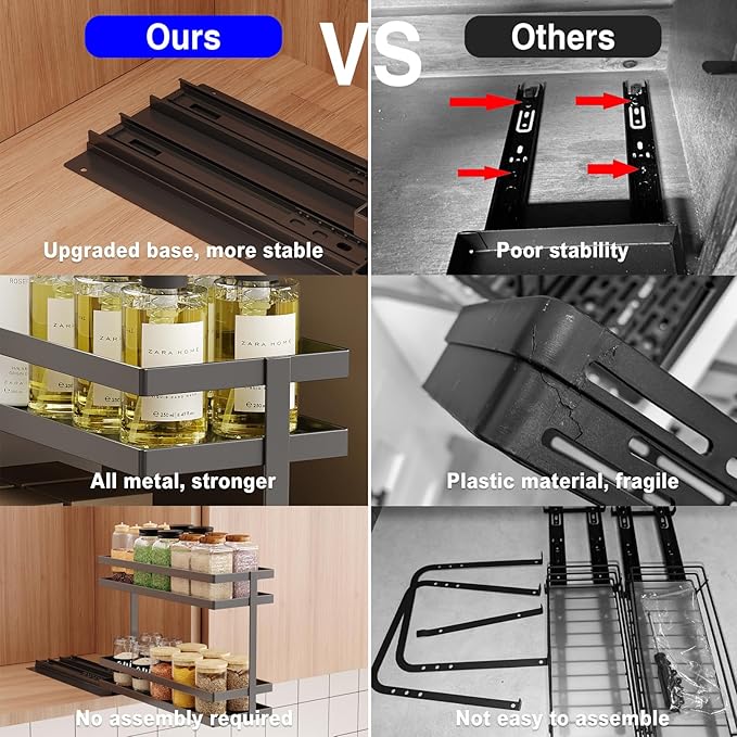 Mustorn 2 Pack Pull Out Spice Rack Organizer - Image 5