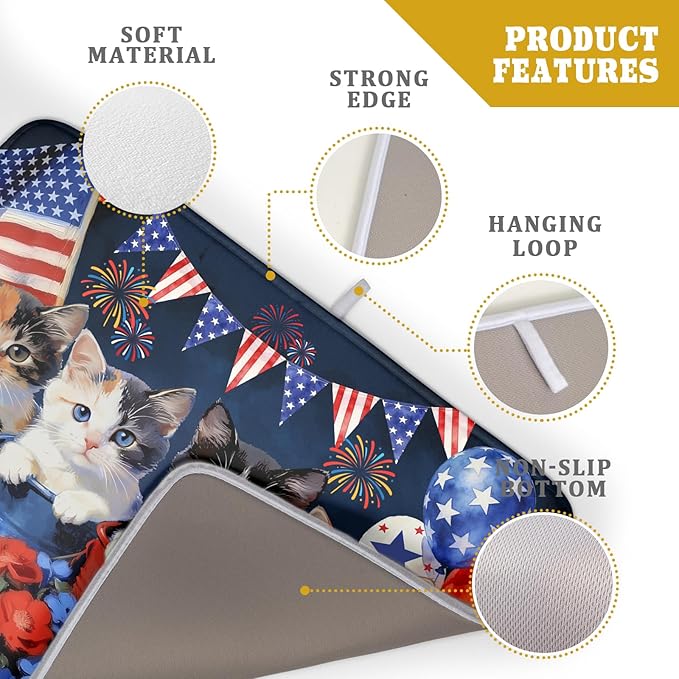 4th of July Drying Mat for Kitchen Counter 18 X 24 in Patriotic Printed Dish - Image 4