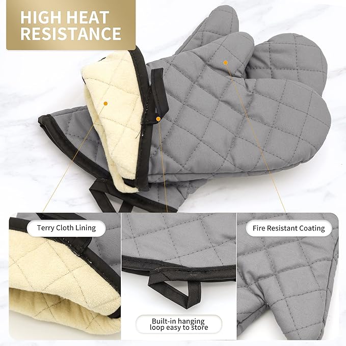 ARCLIBER Oven Mitts 1 Pair of Terry Cloth Lining - Image 6