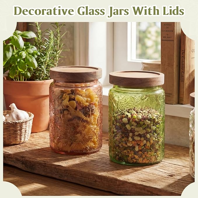 Willinglong 2 Pack 23.7oz Colored Vintage Glass Storage Jars - Image 4