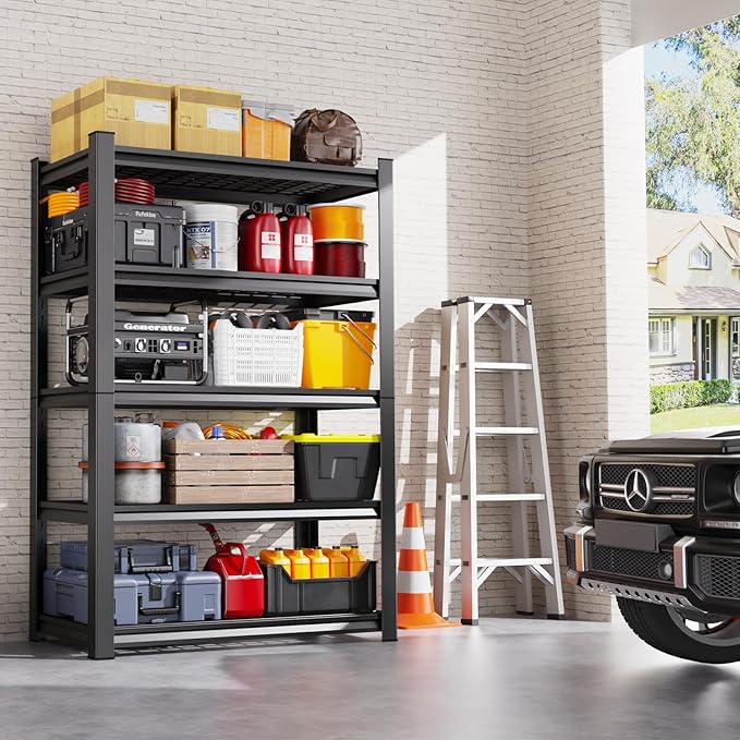 Set of 4 Garage Shelving-3500 lbs 5 Tier Storage Shelves, Adjustable Heavy Duty - Image 2