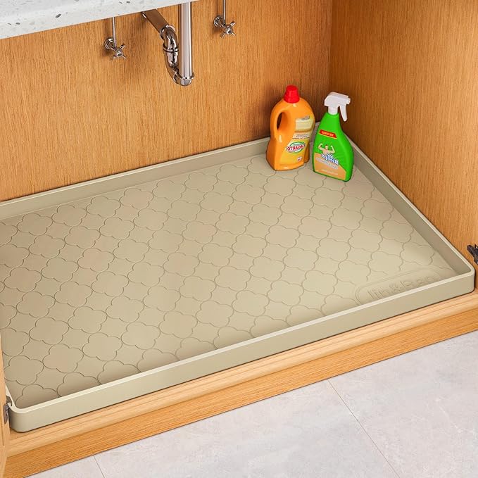Jin&Bao Waterproof Under Sink Mat 19" x 19", Thick Silicone Mat Cabinet by Jin%26Bao
