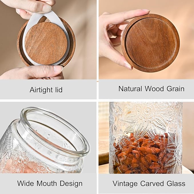 Adodeen 32oz Vintage Glass Jars - Image 4