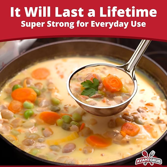 Super Sturdy, Ergonomic 8 Oz. Soup Ladle 3 Pk. Stainless Steel Ladles - Image 3