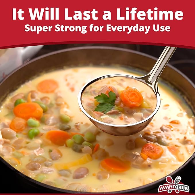 Super Sturdy, Ergonomic 4 Oz. Soup Ladle 3 Pk. Stainless Steel Ladles - Image 3