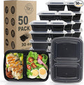 WGCC Meal Prep Containers 2 Compartment- 50Pack 30OZ Food Prep Containers by WGCC