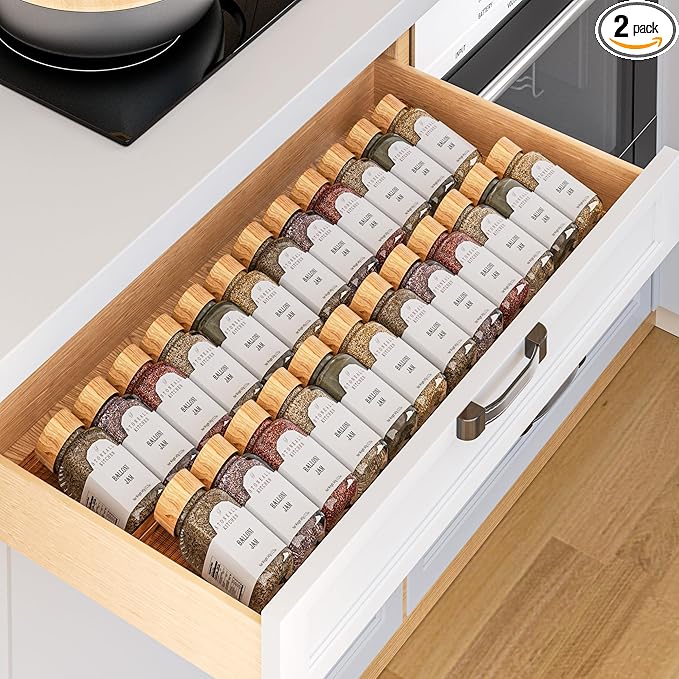 MUDEELA Clear Spice Drawer Organizer, 2 Tier by MUDEELA